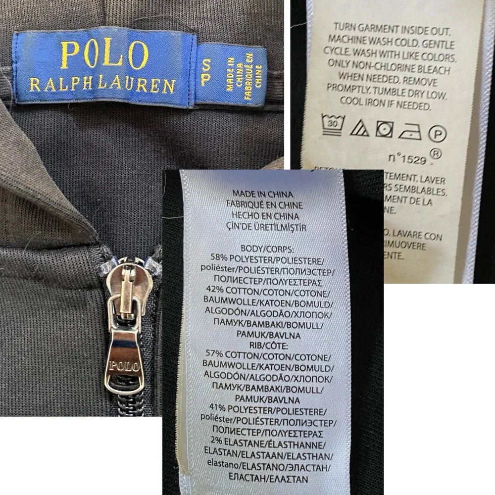 Polo Ralph Lauren Men’s Sz S Polo Black Double-Knit Full-Zip‎ Hoodie